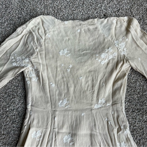 Free People Jasmine Embroidered Bell Sleeve Cream Mini Boho Dress, Size 2 - Picture 10 of 11